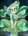  alternate_species blue_eyes breasts celebi cleavage clothed clothing female green_body green_hair hair humanoid humanoidized legendary_pok&eacute;mon nintendo pok&eacute;mon pok&eacute;mon_(species) rilex_lenov solo video_games water 