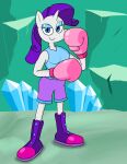  anthro boots boxing boxing_gloves boxing_shorts boxing_trunks cave cavern clothing crystal equid equine eyeshadow female footwear friendship_is_magic gloves handwear hi_res horn makeup mammal my_little_pony pink_clothing pink_gloves pink_handwear rarity_(mlp) shirt shoes solo solo_focus sport tank_top topwear unicorn zerohead133 