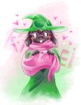  &lt;3 2018 anthro black_body black_fur blush bovid caprine clothed clothing deltarune digital_media_(artwork) eyewear front_view fur glasses goat hat headgear headwear hi_res horn male mammal ralsei scarf simple_background smile solo tarami2002_(artist) video_games 