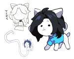  bob_(undertale) canid canine clothed clothing felid feline fvvoogg17 hair mammal simple_background tem temmie_(undertale) topwear undertale video_games white_body 