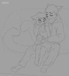  2021 2d_animation animated anthro anthro_on_anthro clothing domestic_cat dress duo ear_piercing ear_ring felid feline felis female fluffy fluffy_tail frame_by_frame hi_res hoodie hug hugging_from_behind kissing line_art loop love male male/male mammal monochrome piercing short_playtime smile topwear upov 