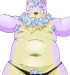  2012 anthro armpit_hair belly blue_hair blush body_hair clothing hair kemono male mammal manekanaineko moobs navel nipples overweight overweight_male pubes solo underwear ursid 