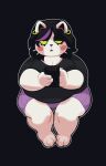  anthro belly big_belly black_clothing black_hair black_shirt black_topwear blush blush_stickers bored bottomwear breasts catti_(deltarune) cleavage clothed clothing deep_navel deltarune domestic_cat ear_piercing eyeliner eyeshadow felid feline felis female fully_clothed fur goth hair hi_res highlights_(coloring) love_handles makeup mammal mangneto mascara navel navel_outline obese obese_anthro obese_female overweight overweight_anthro overweight_female phone piercing purple_highlights red_cheeks shirt shorts sitting solo thigh_gap tight_clothing tight_shirt tight_topwear topwear video_games whiskers white_body white_fur wide_hips yellow_sclera 