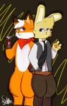  anthro canid canine duo fox friends lagomorph leporid male mammal rabbit reverse_(reversecall) reversecall simple_background standing 
