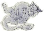  anthro balls bodily_fluids cum cum_inflation cum_inside cum_on_balls genital_fluids genitals hi_res inflation lying male on_back ralian_(character) sergal sketch solo spread_legs spreading tongue tongue_out 