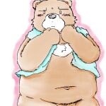  1:1 2011 anthro belly black_nose blush brown_body brown_fur fur kemono low_res male mammal manekanaineko navel overweight overweight_male solo towel ursid 