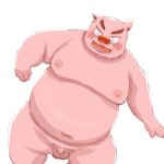  1:1 2013 anthro balls belly blush domestic_pig flaccid genitals humanoid_genitalia humanoid_hands humanoid_penis kemono male mammal manekanaineko moobs navel nipples overweight overweight_male penis pink_body simple_background solo suid suina sus_(pig) white_background 