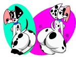  101_dalmatian_street 101_dalmatians aged_up animal_genitalia animal_pussy anthro anthrofied areola big_butt black_body black_fur black_spots blush breasts butt canid canine canine_pussy canis dalmatian dee_dee_(101_dalmatians) disney dizzy_(101_dalmatians) domestic_dog duo ears_down embarrassed female fur genitals hi_res huge_butt kanahu looking_at_viewer looking_back luxioboi22 mammal multicolored_body narrowed_eyes nude pivoted_ears presenting presenting_hindquarters pussy raised_tail sibling simple_background sister smile spots spotted_body spotted_fur thick_thighs tongue tongue_out two_tone_body white_body white_fur 