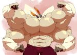  2021 3_fingers 4_arms anthro arthropod big_muscles big_pecs clothed clothing fingers flexing front_view fur grey_body grey_fur hi_res huge_muscles huge_pecs hyper hyper_muscles insect lepidopteran looking_at_viewer male moth multi_arm multi_limb muscular pecs penbeetle shirt solo topless topwear 