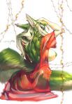  absurd_res anthro areola big_breasts breasts butt canid canine clothing female fur green_body green_fur hi_res mammal multicolored_body multicolored_fur nipples qrichy sergal solo translucent translucent_clothing two_tone_body two_tone_fur 