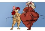  anthro breasts butt duo dutch_(artist) female hair mammal mouse murid murine obese obese_female overweight overweight_female rodent size_difference 