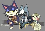  animal_crossing anthro barely_visible_genitalia bodily_fluids clothing domestic_cat drawable_(artist) felid feline felis genital_fluids genitals group male mammal marshal_(animal_crossing) nintendo omorashi paws punchy_(animal_crossing) raymond_(animal_crossing) rodent sciurid sitting urine video_games wet wet_clothing wetting 