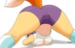  absurd_res anthro ass_up big_breasts big_butt breasts butt female hi_res huge_butt jack-o&#039;_pose jhenightfox julie_(jhenightfox) mammal pose rear_view simple_background solo thick_thighs under_boob white_background yellow_body 