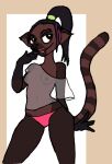  anthro breasts brown_body brown_fur clothed clothing female fur khaimin lemur mammal nipples panties primate ring-tailed_lemur sahar small_breasts solo strepsirrhine translucent translucent_clothing underwear 