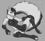  anthro anus big_breasts black_sclera breasts canid canine canis claws double_clit female genitals greycore hi_res horn invalid_tag mammal muscular presenting purple_eyes pussy spread_legs spreading wolf 