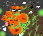  absurd_res alien anal anal_penetration anthro bodily_fluids brown canid canine cum cum_inside cum_while_penetrated dialogue duo fox fur genital_fluids glowing glowing_cum green_light hi_res jay_(jaythefox333) jaythefox333 male male/male mammal orange_body orange_fur penetration scalie simple_background sweat tired unusual_bodily_fluids unusual_cum unusual_genital_fluids 