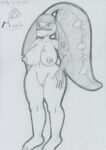  2021 anthro big_breasts blush bodily_fluids breasts female genital_fluids genitals graphite_(artwork) huge_breasts lunaris_parukia mawile nintendo nipples nude pok&eacute;mon pok&eacute;mon_(species) pok&eacute;morph pussy pussy_juice solo thick_thighs traditional_media_(artwork) video_games 