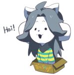  canid canine clothed clothing felid feline fvvoogg17 hair mammal open_mouth simple_background tem temmie_(undertale) text topwear undertale video_games white_body 