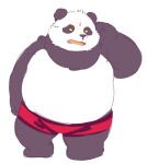  2018 anthro belly clothing giant_panda kemono male mammal natamaru_a overweight overweight_male simple_background solo underwear ursid white_background white_body 