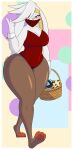  absurd_res accessory angry anthro basket blush breasts bunny_costume clothing costume curvy_figure dewwydarts egg eva_(dewwydartz) female headband hi_res hourglass_figure lagomorph leporid mammal nintendo pok&eacute;mon pok&eacute;mon_(species) rabbit raboot solo tagme thick_thighs video_games wide_hips 