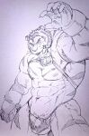  2014 anthro barazoku build_tiger build_tiger_(character) bulge clothing felid hi_res humanoid_hands kemono kira_nerisu male mammal muscular muscular_male nipples pantherine pecs solo tiger underwear 