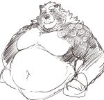  2021 anthro belly canid canine exe_exem gyobu kemono male mammal moobs navel overweight overweight_male raccoon_dog sketch solo tanuki tokyo_afterschool_summoners video_games 