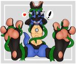  ! &lt;3 3_toes anthro barefoot bdsm between_toes bondage bound canid countershade_feet countershading feet foot_fetish foot_focus laugh lucario male mammal nintendo nude pawpads plantigrade pok&eacute;mon pok&eacute;mon_(species) restrained restraints rope sebafox soles solo submissive submissive_male tickle_torture tickling toe_restraints toes toes_tied video_games 