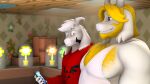 16:9 3d_(artwork) asgore_dreemurr asriel_dreemurr chest_tuft clothing darkflash23 darkflash23_(character) deltarune digital_media_(artwork) flower girl_staring_at_man&#039;s_chest hi_res hoodie looking_at_another male meme muscular pecs phone plant shirt slightly_chubby topwear tuft undertale video_games widescreen 