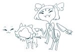  anthro arachnid arthropod blue_and_white boss_monster bovid canid canine caprine clothed clothing cup fangs felid feline hair knife knife_cat mammal meme minus8 monochrome muffet simple_background smile smug spider tea_cup tem temmie_(undertale) topwear undertale video_games white_background white_body 