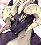  anthro black_dragon_(dnd) ear_frill frill_(anatomy) green_eyes horn looking_at_viewer male muscular muscular_male pypixy solo thrar&#039;ixauth 