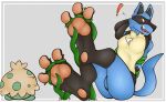  ! 3_toes ambiguous_gender anthro barefoot bdsm blush bondage bound duo feet foot_fetish foot_focus hands_behind_back lucario male mammal nintendo nude plantigrade pok&eacute;mon pok&eacute;mon_(species) restrained restraints rope sebafox shroomish sitting size_difference soles submissive submissive_male tickle_torture tickling toe_restraints toes toes_tied video_games vines 
