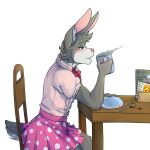  1:1 alpha_channel anthro beverage clothed clothing crossdressing hi_res kyle_walden lagomorph leporid male mammal princeluxio rabbit sitting solo tea 