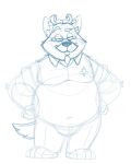  2021 4:5 anthro belly bravo canid canine eyewear facial_hair glasses male mammal mature_male moobs mustache overweight overweight_male simple_background sketch solo white_background 