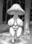  armless big_breasts breasts censored double_deck elemental_creature elemental_humanoid female flora_fauna fungi_fauna fungi_humanoid fungus genitals hi_res humanoid inverted_nipples monochrome nipples not_furry nude plant plant_humanoid pussy sagging_breasts slightly_chubby solo standing 
