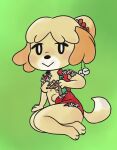  animal_crossing anthro asian_clothing blush breasts canid canine canis chinese_clothing clothed clothing domestic_dog east_asian_clothing female holding_breast isabelle_(animal_crossing) mammal murid murine nintendo nipples open_clothing open_shirt open_topwear passionatefloorromance rat rodent shih_tzu shirt sitting smile solo topwear toy_dog video_games 
