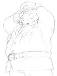  2014 3:4 anthro blush clothing hat headgear headwear humanoid_hands kemono magumataishi male mammal monochrome necktie overweight overweight_male police police_hat police_officer police_uniform shirt simple_background solo suid suina sus_(pig) topwear uniform white_background wild_boar 