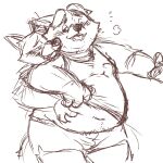  1:1 2016 anthro belly_grab blush bottomwear canid canine clothing disney drunk duo fox gideon_grey kemono male mammal nick_wilde overweight overweight_male shirt shorts simple_background substance_intoxication topwear totemoii_029 white_background zootopia 