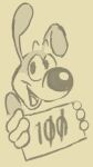  anthro canid canine canis clothing domestic_dog doodle_(doodledoggy) doodledoggy gloves handwear hi_res male mammal monochrome sign simple_coloring smile solo toonkind toony writing_text 
