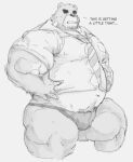  2021 anthro clothing english_text humanoid_hands male mammal musclegut necktie overweight overweight_male phosbara shirt simple_background solo text topwear underwear ursid 