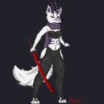  1:1 adventure_fox animated anthro bouncing_breasts breasts canid canine clothed clothing demonfox digital_media_(artwork) female fox hi_res katana mammal melee_weapon pixel pixel_(artwork) pixel_animation rollfox short_playtime solo standing sword weapon 