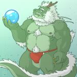  1:1 2021 anthro asian_clothing asian_mythology bulge clothing dragon east_asian_clothing east_asian_mythology eastern_dragon fundoshi goyemon_k green_body hi_res humanoid_hands japanese_clothing kemono male mythology nipples overweight overweight_male red_clothing red_fundoshi red_underwear solo underwear 