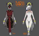  anthro armor canid canid_demon canine clothed clothing darii_(topazknight) demon female fully_clothed halo hellhound highlights_(coloring) mammal model_sheet solo text tight_clothing topazknight 