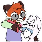  1:1 ailurid alpha_channel ambiguous_gender anthro clothing dairy_products duo eyewear food g1g4d0d1k glasses hand_on_shoulder hoodie looking_at_viewer male mammal open_mouth red_panda simple_background thomas_miles topwear transparent_background whipped_cream 