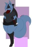  anthro breasts canid canine curvy_figure dewwydarts female fluffy fluffy_tail hi_res hourglass_figure lucario mammal may_(dewwydarts) nintendo pok&eacute;mon pok&eacute;mon_(species) purple_eyes solo tagme thick_thighs video_games wide_hips 