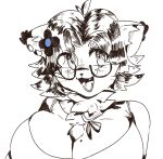  accessory big_breasts breasts cleavage clothed clothing domestic_cat felid feline felis female flower flower_in_hair hair hair_accessory huge_breasts jewelry mammal markings mole_(marking) neck_tuft necklace open_mouth plant shirt short_hair solo tank_top topwear tuft unknown_artist verna_(switch) 