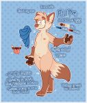  anthro blue_background breasts brown_body brown_fur canid canine cheek_tuft dipstick_tail dotted_background english_text facial_tuft female flip_(flipyart) flipyart fox fur genitals gloves_(marking) head_tuft hi_res leg_markings mammal markings multicolored_tail nipples nonbinary_(lore) nude pattern_background pussy simple_background smile socks_(marking) solo tan_body tan_fur text tuft 