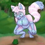  1:1 ailurid amphibian anthro bent_over big_breasts breasts chubby_anthro chubby_female eyewear female frog genitals glasses invalid_tag mammal nipples nude pussy red_panda shamefulsuccubus slightly_chubby smile solo thi 