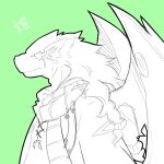  1:1 2011 anthro biped clothed clothing dragon green_background hinami kemono portrait scarf simple_background solo text wings 
