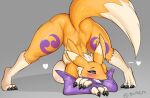  &lt;3 anthro ass_up bandai_namco big_breasts breasts digimon digimon_(species) female fur grey_background hi_res jack-o&#039;_pose kyodashiro multicolored_body multicolored_fur pose renamon simple_background solo 