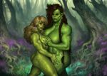  2021 biceps black_sclera blonde_hair braided_hair breast_grab breasts brown_hair butt daughter deltoids duo female female/female green_body green_skin hair hand_on_breast hi_res humanoid humanoid_pointy_ears incest_(lore) justsomenoob mother mother_and_child mother_and_daughter muscular muscular_female not_furry nude orc parent parent_and_child red_eyes spots tusks vein 